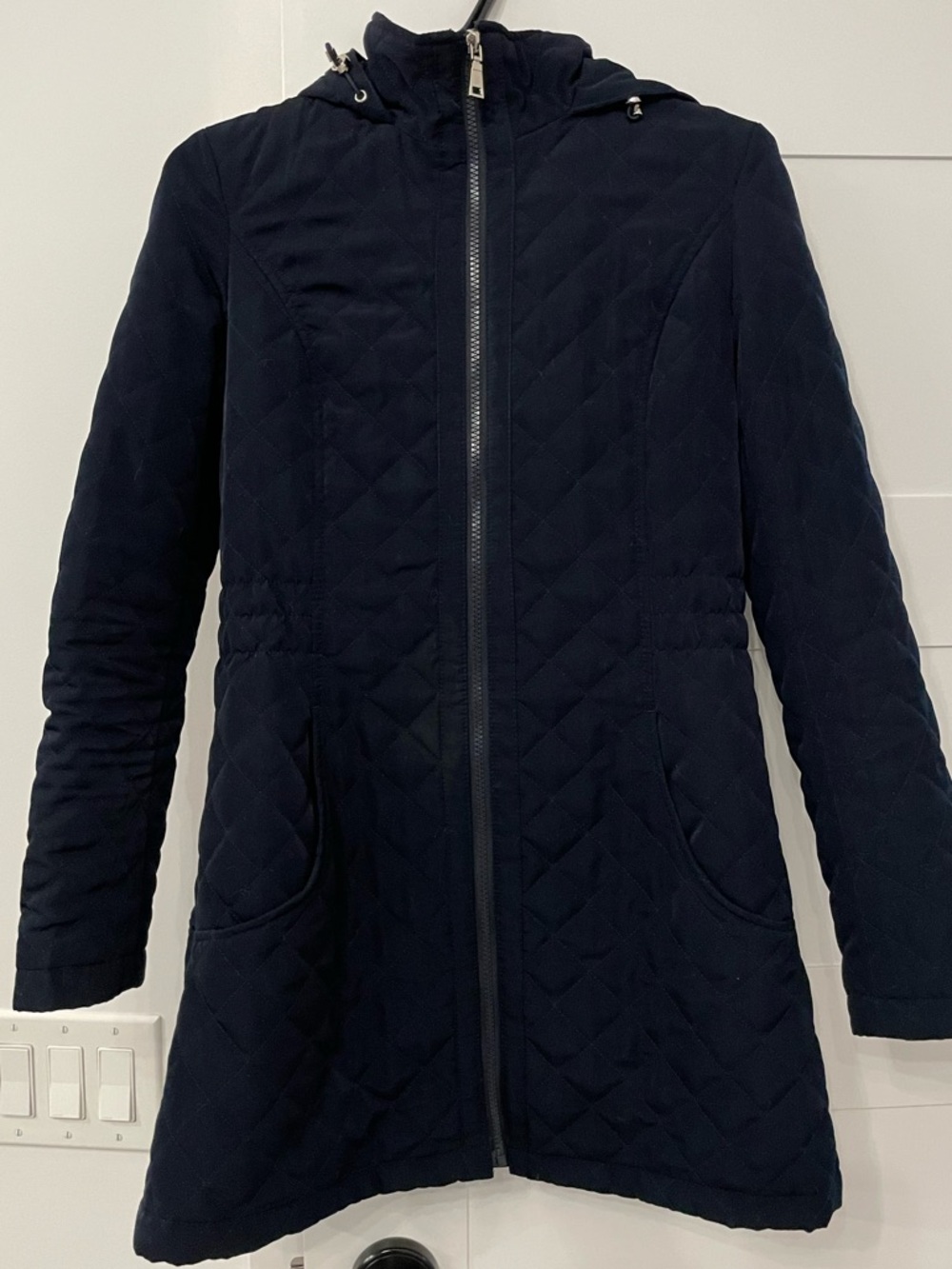 Laundry By Shelli Segal Navy Quilted Hooded Coat